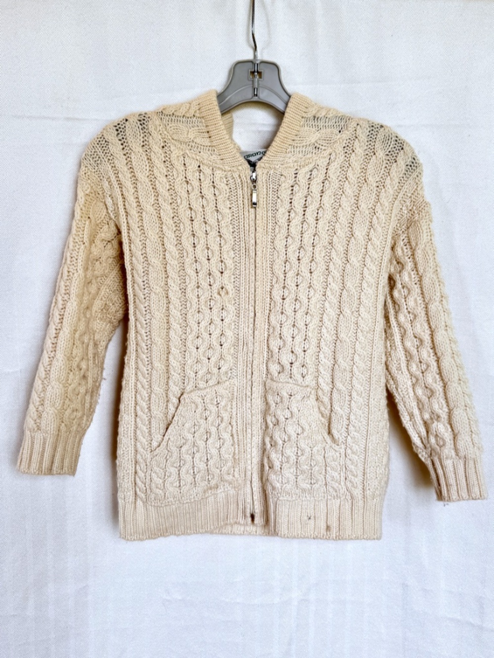 Aran Crafts 100% Merino Wool Zip Cardigan Sweater with Pockets